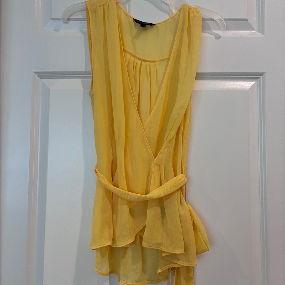 Banana Republic Bright Yellow Sheer Wrap Layering Sleeveless‎ Blouse